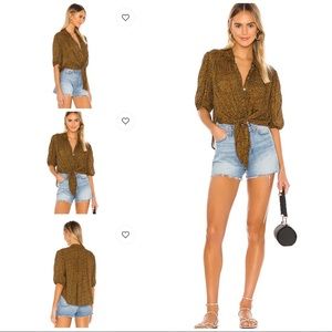 FREE PEOPLE TOP CELIA PATTERNED TIE HEM SZ…